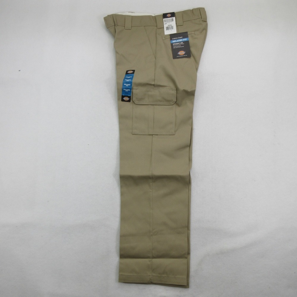 Dickies Men's Pants 32x34 Cargo Relaxed Fit Straight Leg Khaki Workwear New